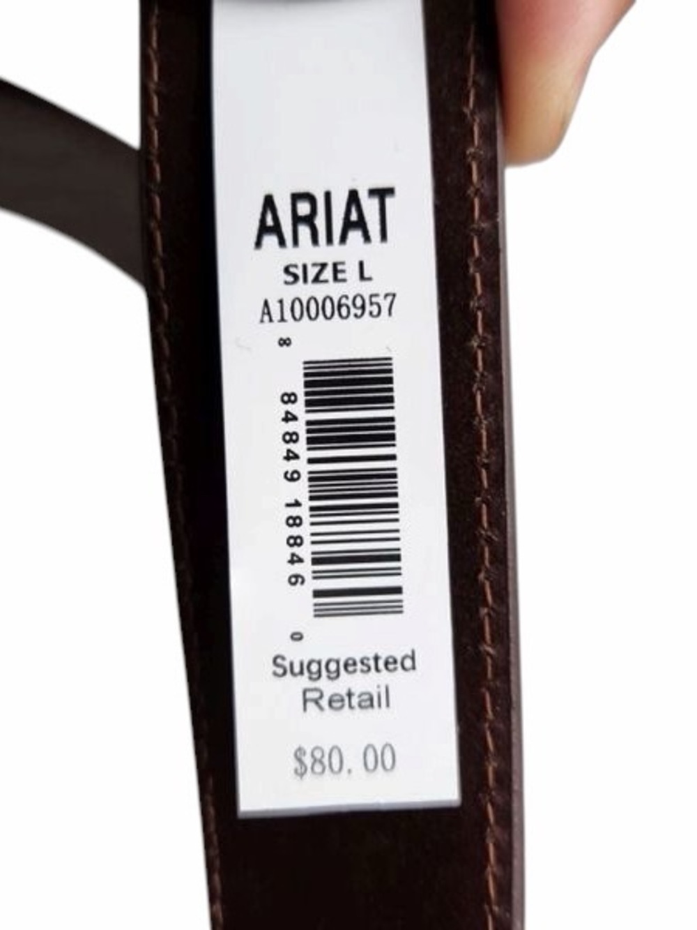 Ariat Tooled Leather Western Belt Crystal Buckle Brown Size Large NWT - Picture 5 of 5